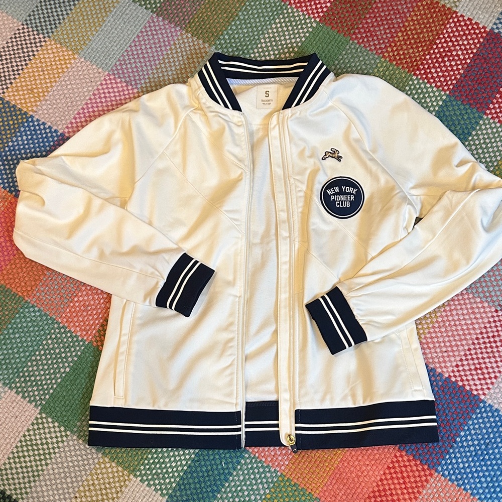Tracksmith White and Navy Track Jacket